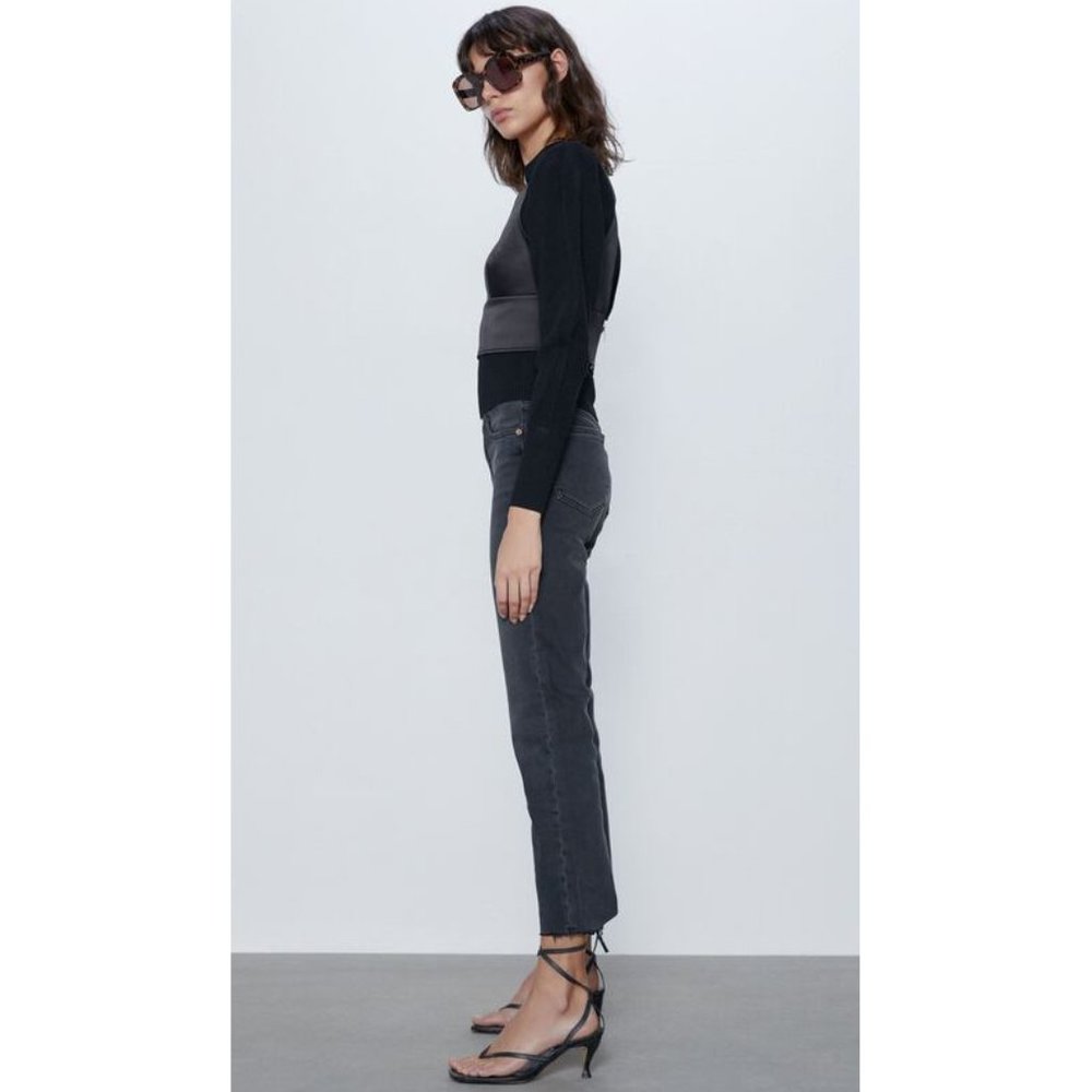 Zara Premium Slim Jeans Sky Black Distressed Grey - Picture 4 of 11